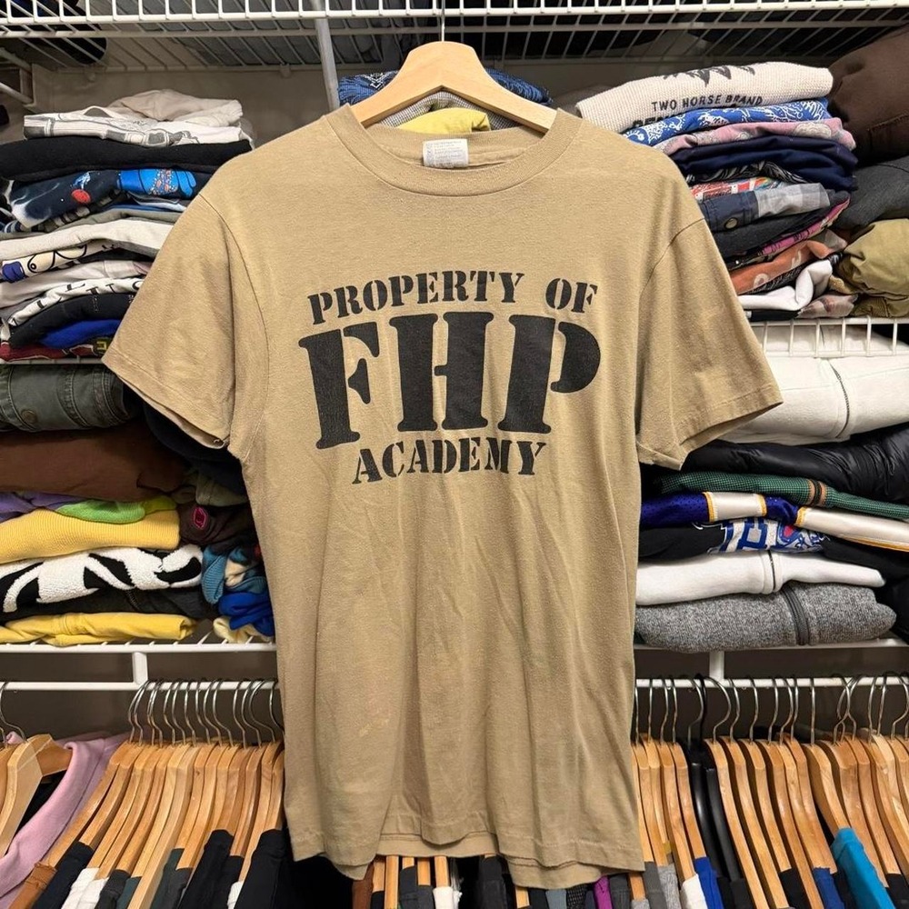 Vintage 80's Florida highway patrol police sheriff FHP Academy tan t-shirt L